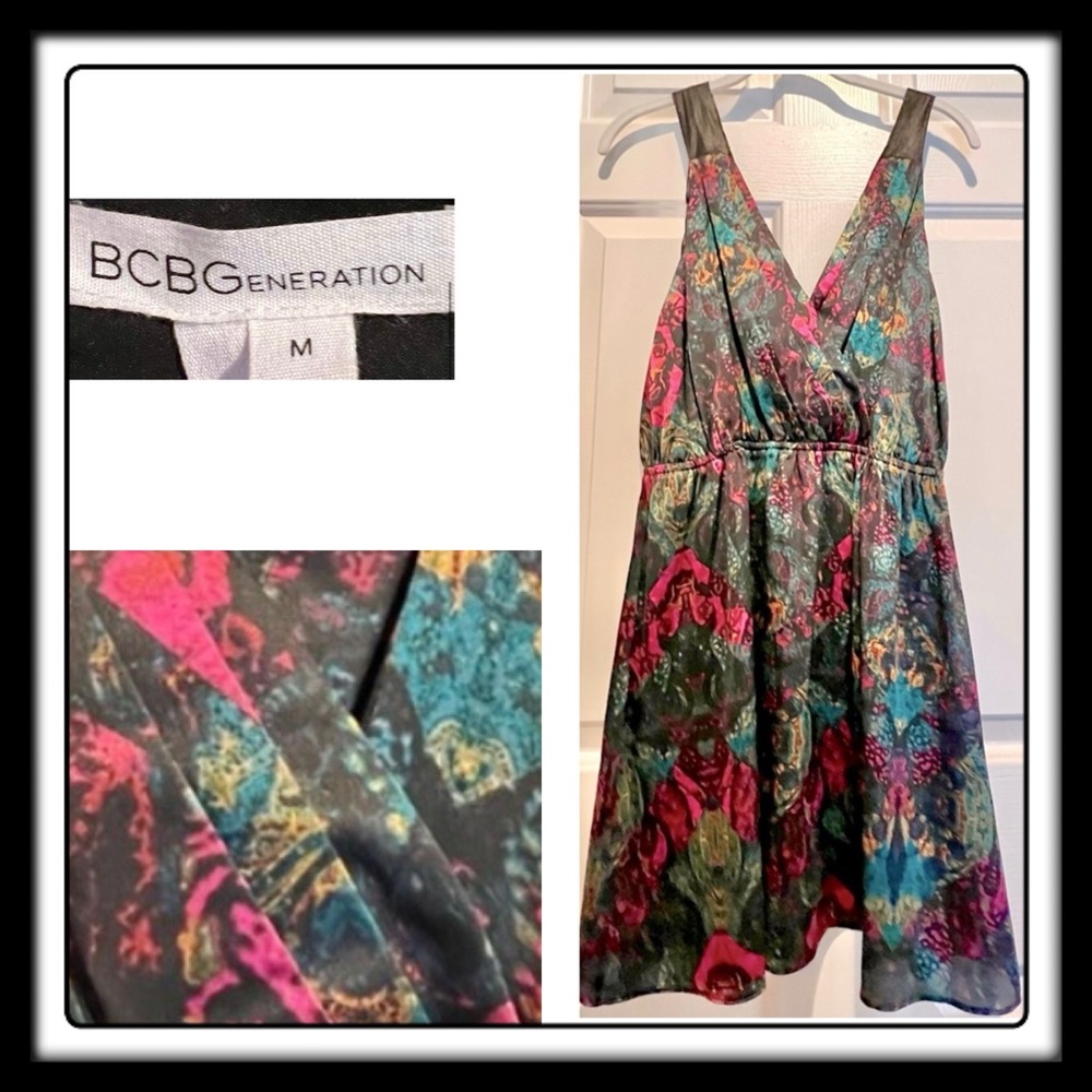 Dress - BCBG Generation - silky black pink blue tan - size medium. Never worn. - Picture 2 of 9